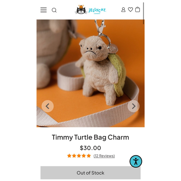 NWT Jellycat Timmy Turtle Bag Charm Beige Green - Picture 2 of 5